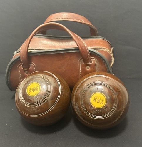 Vintage wooden lawn bowls - lawn,