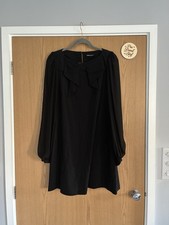 Warehouse Black Dress with Statement Bow Detail - Uk Size 14