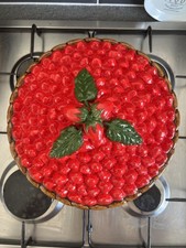 Vintage Ceramic Strawberry Tart Pie Plate Made In Portugal By Over & Back Inc 