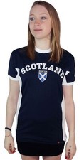 Womens T Shirt 2 Tone No 9 Scotland Saltire Logo Navy XL