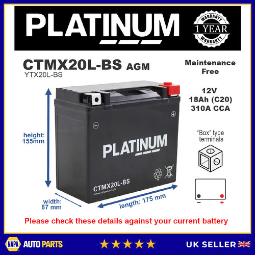 Ctmx20l platinum agm - ctmx20l-bs,