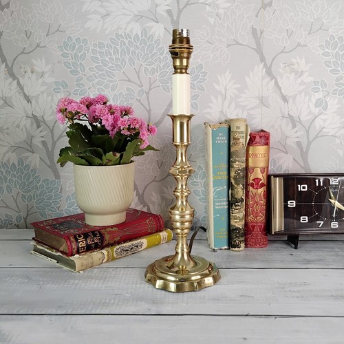 Vtg brass candlestick table - brass,
