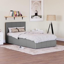 SALE Single Ottoman Faux Leather Low Foot End Bed Bedroom Furniture Grey 