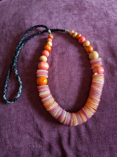 Orange chunky necklace - necklace, 36cm