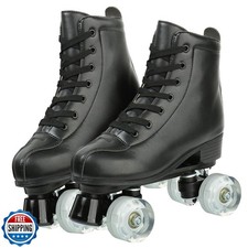 Womens Roller Skates PU Leather High-Top Roller Skates Classic Double-Row Whe