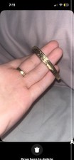 Ladies 9ct gold floral bangle - ladies,
