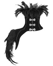 Eva Lady Womens Gothic Velvet Feathered High Collar Bolero 1-Shoulder Shrug Top