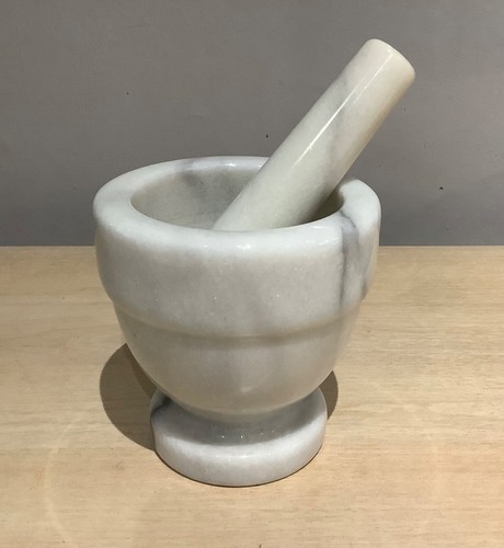 New white marble mortar and - new,