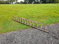 Vintage Wooden Double Extendable Ladders*Twisted Wire Step Guards*Solid*