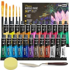 Acrylic paint Set 24 22ml Perfect for Canvas, Wood, Ceramic, Rock, Fabric & Craf