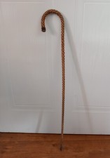 Antique French Woven Rattan Willow Walking Stick Cane
