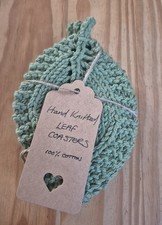 Hand-Knitted Leaf Coaster Set