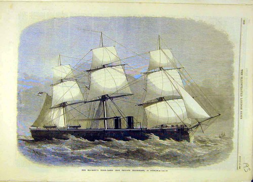 Original old antique print - old,