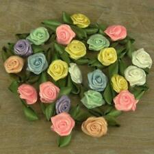 Rose buds, satin ribbon flowers rosebuds flowers,scrap booking 30x17mm 100 pack