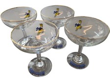 Set of 4 Original Vintage Babycham Glasses Gold Rim Retro Collectables