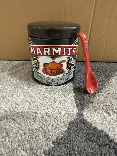 Marmite ceramic jar - marmite, spoon