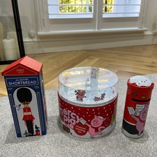 M&S Percy Pig Christmas Musical , Piggy Bank Mail Box & Royal Guard Tins - Empty