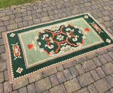 Vintage Traditional Rug Carpet Green Orange Mcm 92 X 81 Cm Cottage 2 Available 