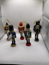 5 x Nutcracker Dolls Soldiers Wooden Christmas Tree Ornaments 12cm-13cm