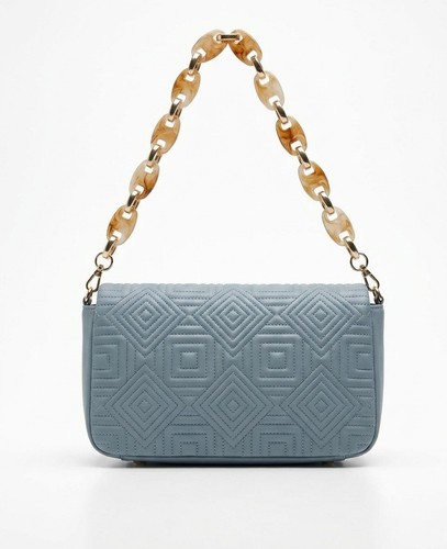 Zara blue quilted shoulder bag - quilted,