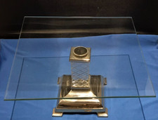 Stunning Vintage Glass Cake Stand with Pedestal Metal Base (1990s)