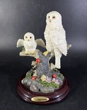 The Juliana Collection Snowy Owl & Baby On Tree. Ceramic Figurine
