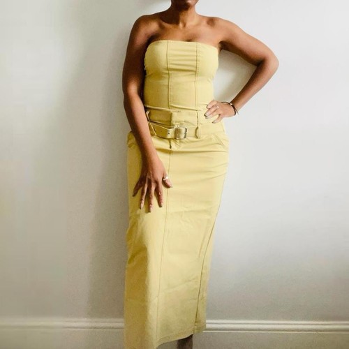 Zara mustard strapless midi - zara,