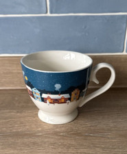 Christmas Mug Night Snow Scene Ceramic Tea Coffee Cup Large Chunky