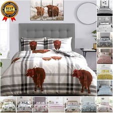 REVERSIBLE DUVET COVER Pillowcase Bedding Set Single Double King Quilt Covers