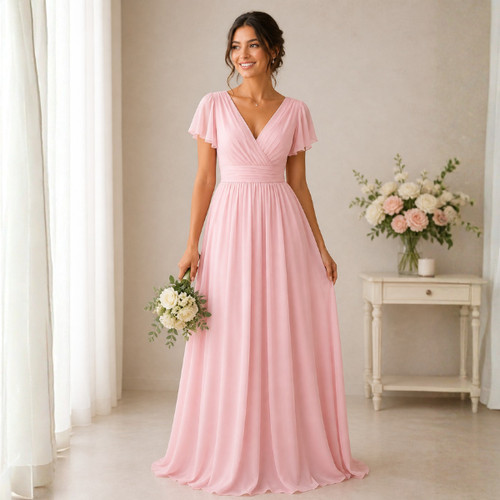 Chiffon neck prom - neck, dress