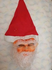 Vintage Santa Mask & Hat Fancy Dress Full Beard Father Christmas