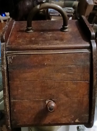 Antique wooden coal scuttle - wooden,