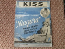 kiss marilyn monroe niagara music sheet circa 1952 vintage 50's film memorabilia