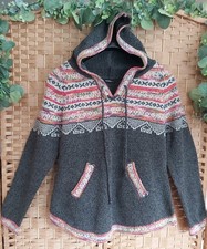 Roman Nordic Fair Isle Style Hooded Jumper Sweater Size 14