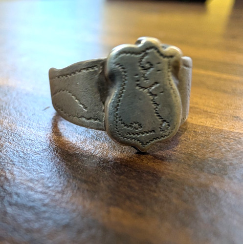 Medieval silver shield - silver, ring