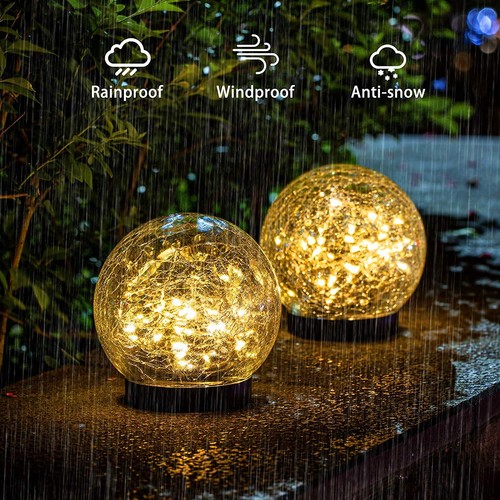 Led solar crackle glass - led,