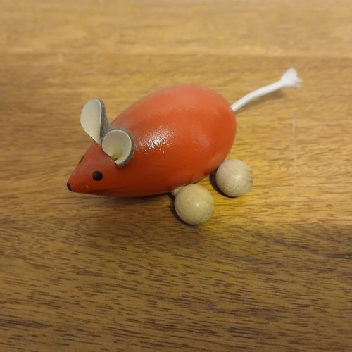 Vintage wooden toy mouse - toy,