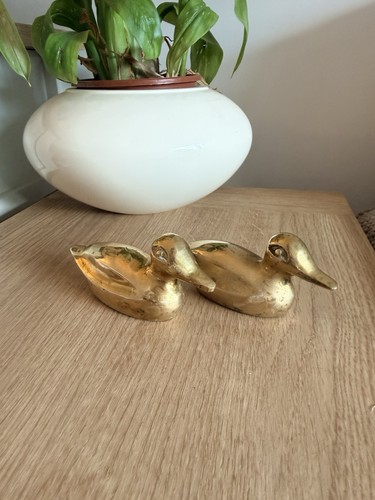 Vintage brass duck figurines - duck,