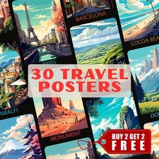 Travel Posters A4 Vintage Classic Retro City Art Print, Home Décor, Wall Art 001