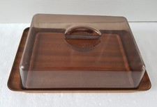VINTAGE CALEPPIO CAKE / CHEESE BOARD COVER retro WOOD EFFECT 1970s rare KITCHEN