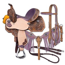 Western Horse Saddle Leather Barrel Racing Premium Equestrian Tack Size 15".