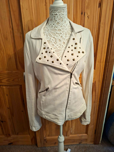 Mng casual beige studded biker - mng,