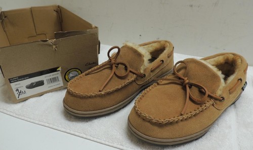 Clarks suede moc lined - lined, tan