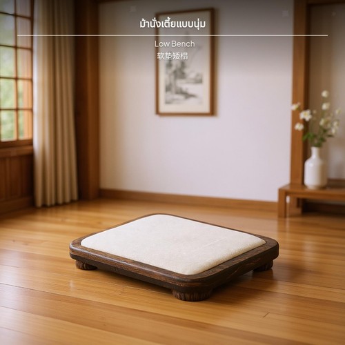 Japanese wood armless chair - wood,