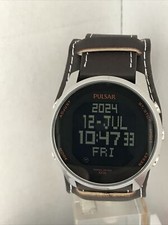 Pulsar Men’s Digital Chronograph LCD Display Leather Strap Watch  PQ2049X1 PNP