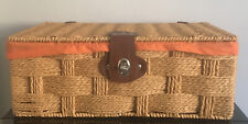 Strong Woven Basket Orange Material Liner. Alfred Button Hamper Co. Empty.