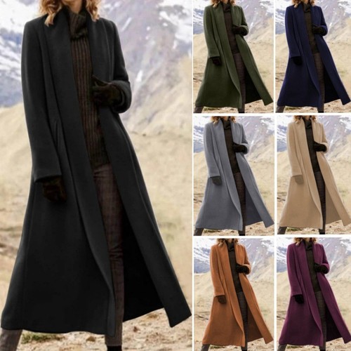 Ladies lapel collar long maxi - ladies,