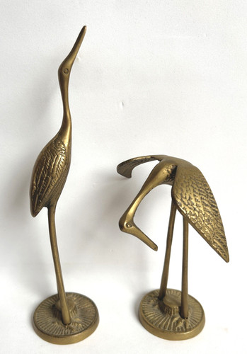 Pair brass cranes herons - of,