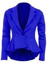 Ladies Long Sleeved Crop Frill Slim Fit Peplum Blazer Jacket Coat Size 8 - 16