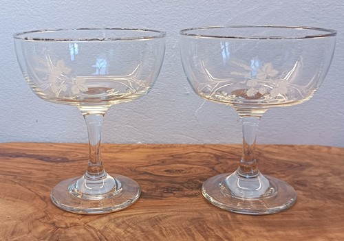 Pair vintage etched - of,